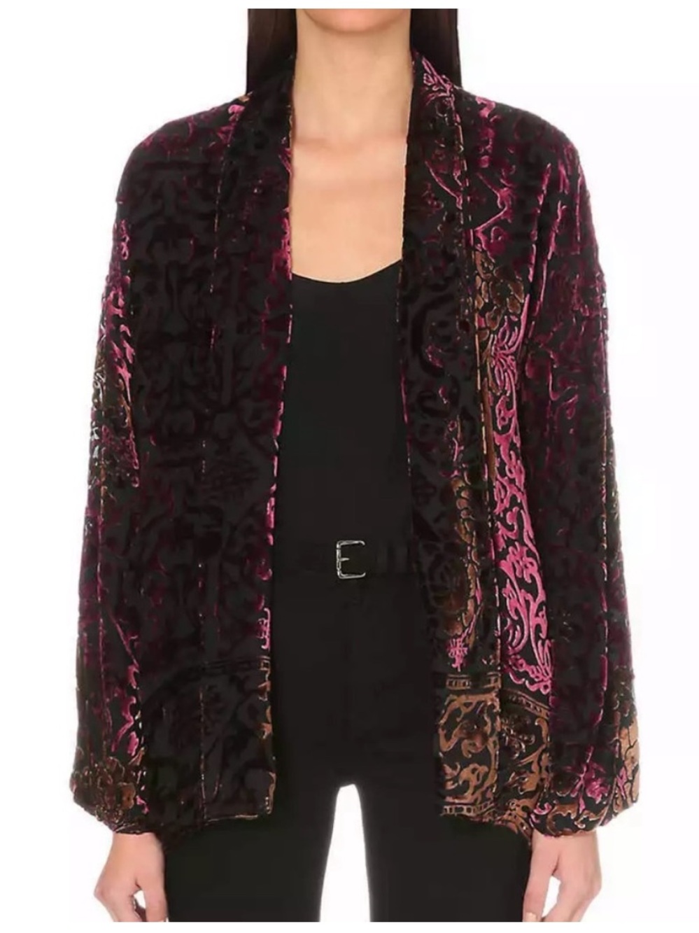 THE KOOPLES Kimono in Dévoré-Effect Velvet Burnout Size Large